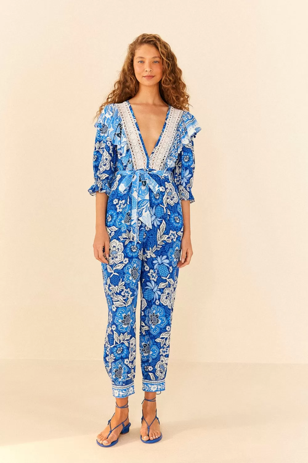 Blue Full Of Flowers Jumpsuit | FARM Rio Best Sale