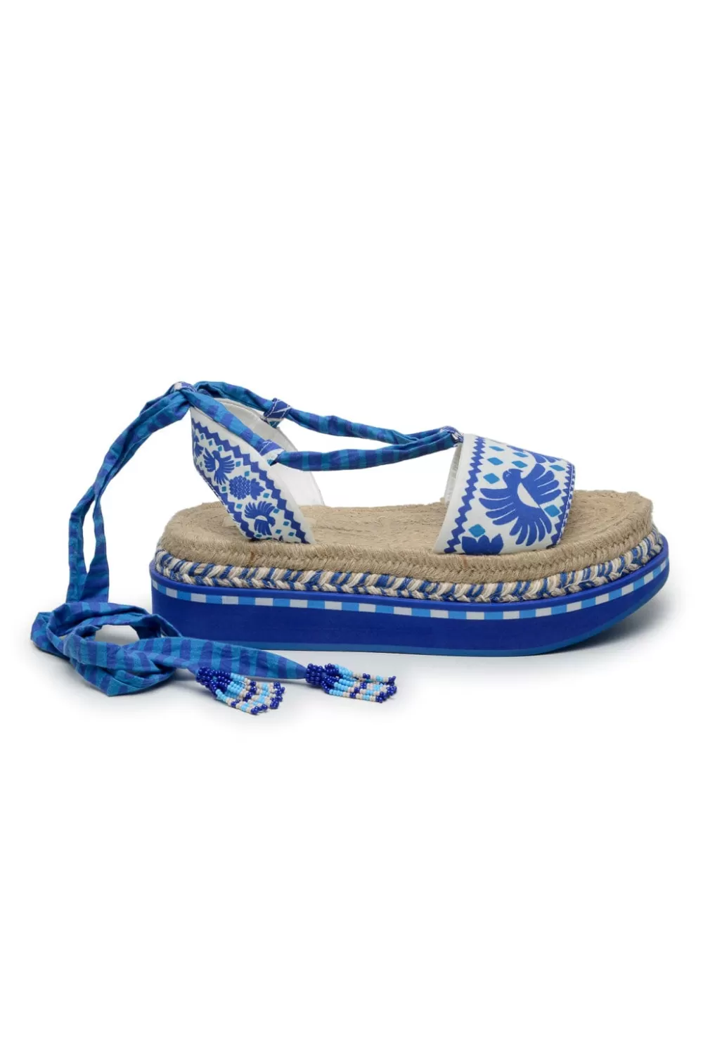 Blue Jungle Scarf Espadrille Flatform Sandal | FARM Rio Shop