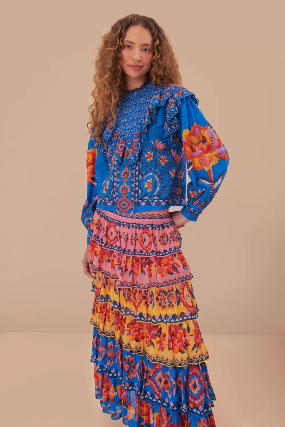Blue Lucy Floral Ainika Maxi Skirt | FARM Rio Best Sale