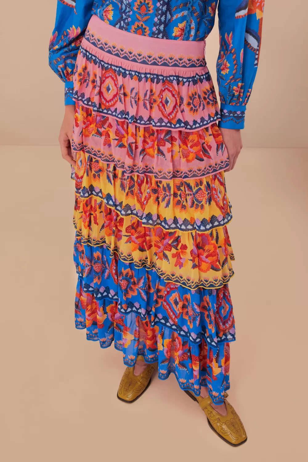 Blue Lucy Floral Ainika Maxi Skirt | FARM Rio Best Sale