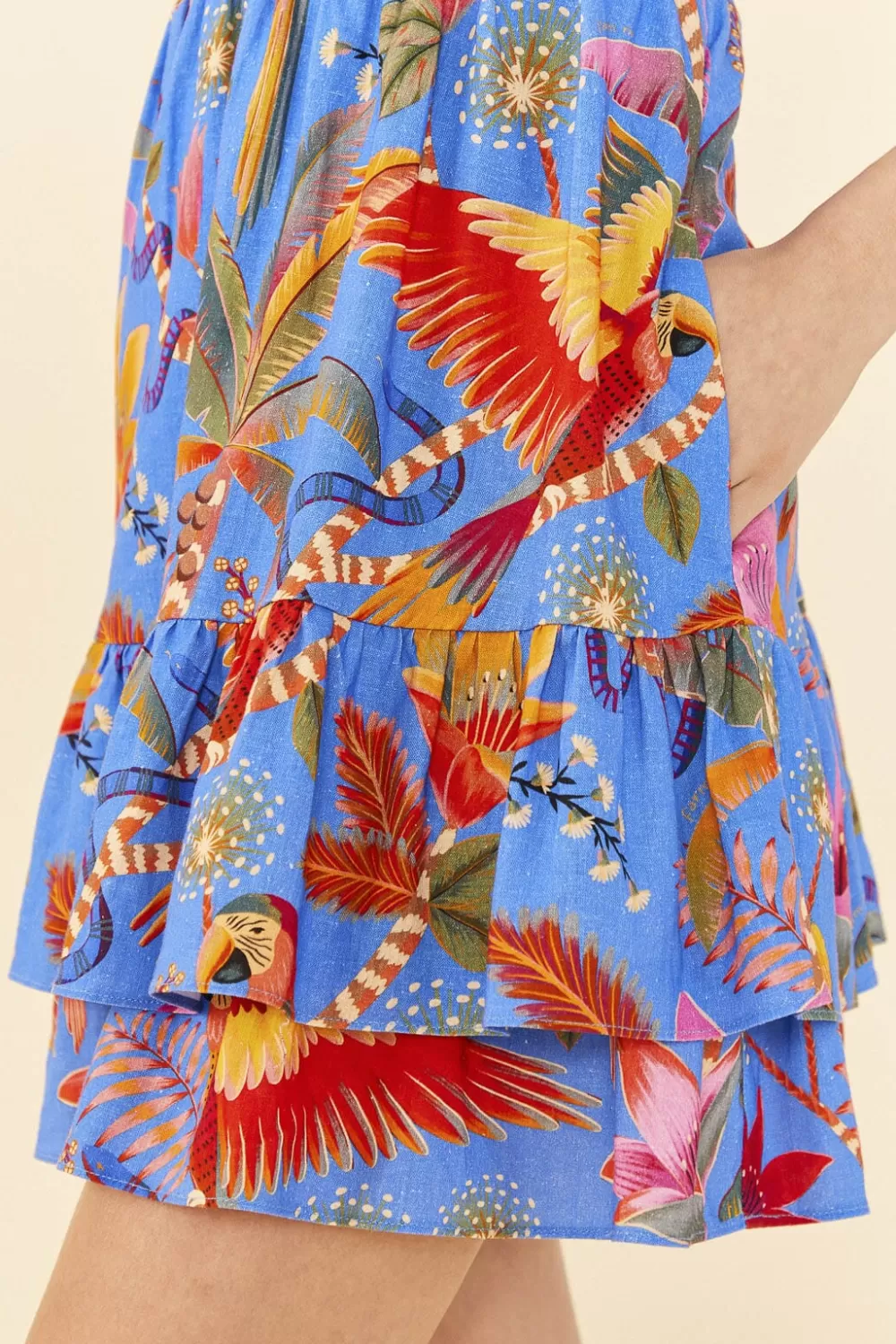 Blue Macaw Party Layered Mini Dress | FARM Rio Hot