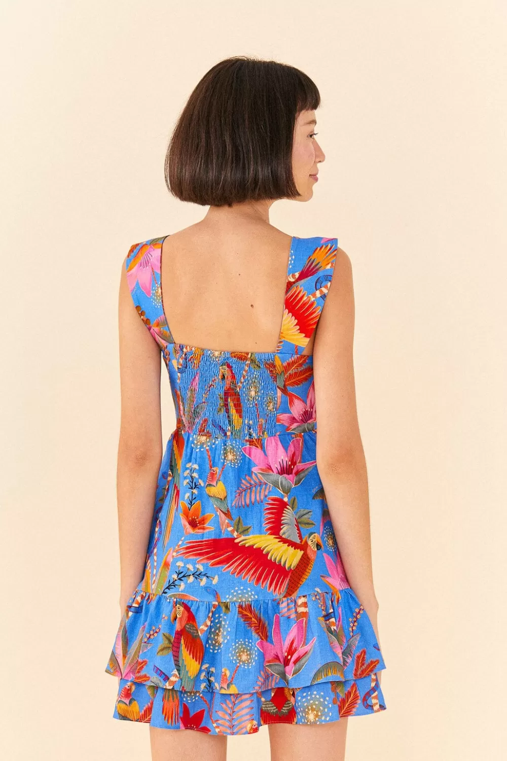 Blue Macaw Party Layered Mini Dress | FARM Rio Hot