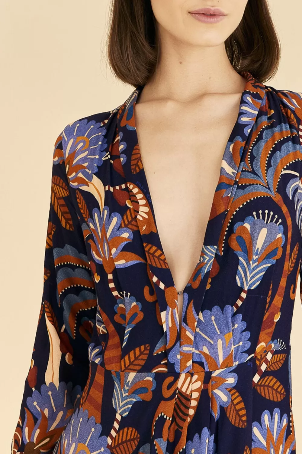 Blue Nature Beauty Long Sleeve Maxi Dress | FARM Rio Outlet