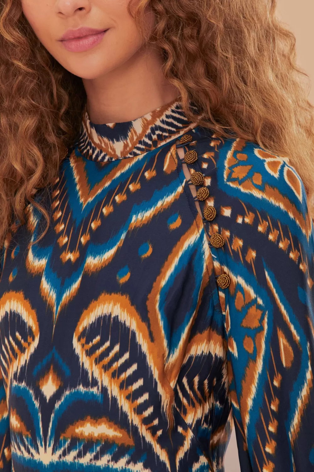 Blue Pineapple Ikat LENZING™ ECOVERO™ Viscose Mini Dress | FARM Rio Best