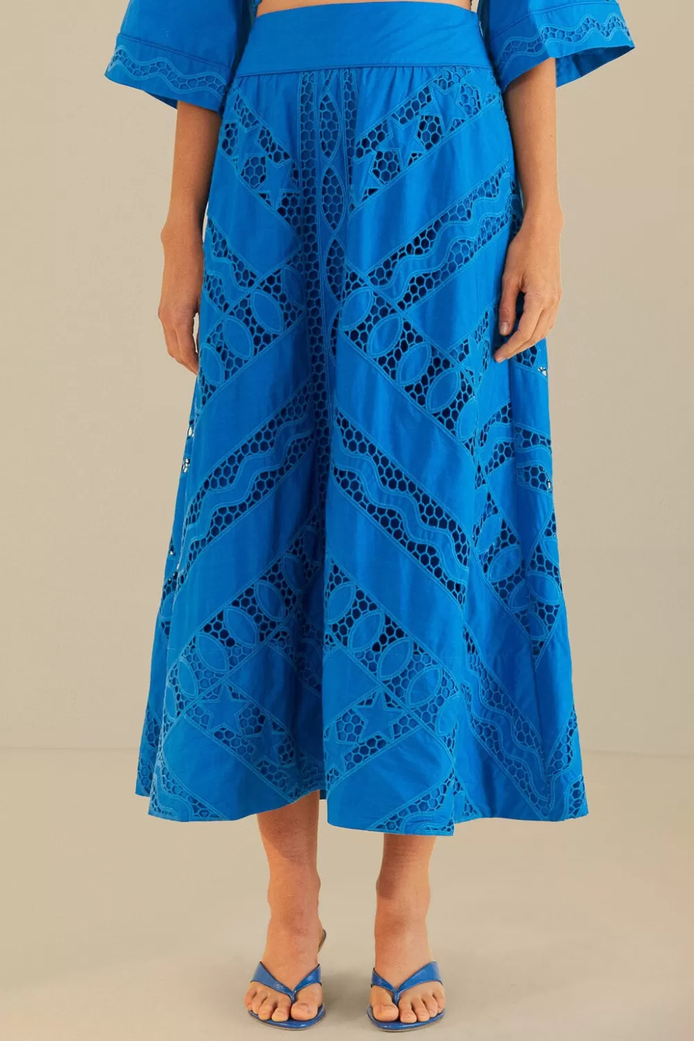 Blue Striped Richelieu Midi Skirt | FARM Rio Best