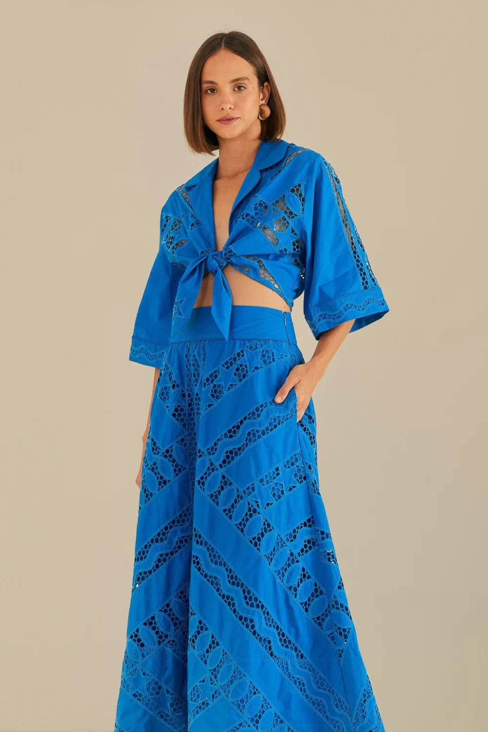 Blue Striped Richelieu Midi Skirt | FARM Rio Best