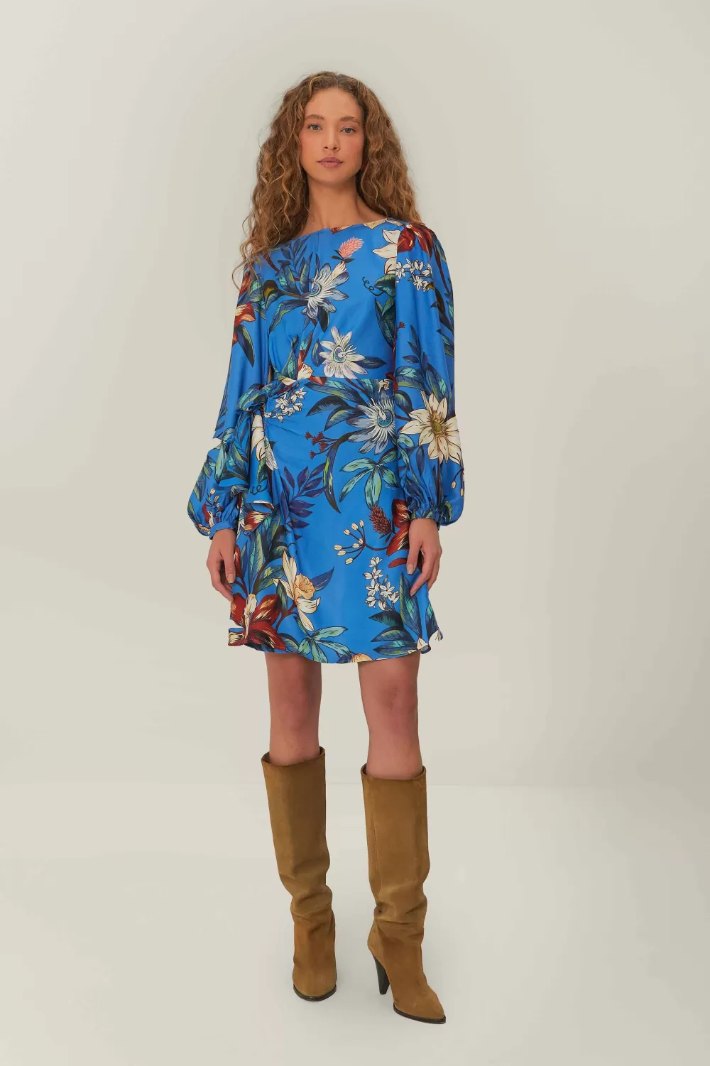 Blue Surreal Flowers Wrap LENZING™ ECOVERO™ Mini Dress | FARM Rio Online