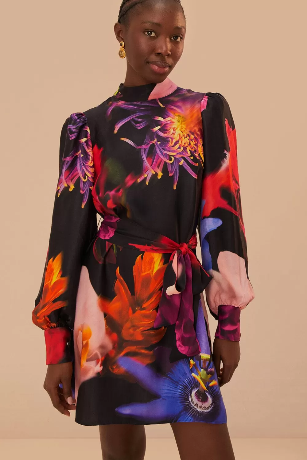 Blurry Floral Black Mini Dress | FARM Rio Cheap