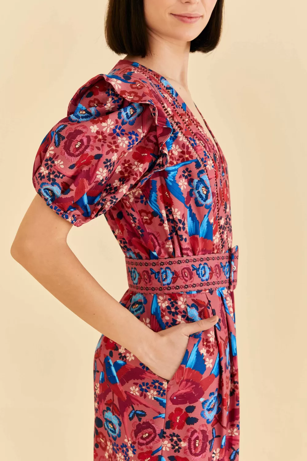 Blush Floral Birds Jumpsuit | FARM Rio Cheap