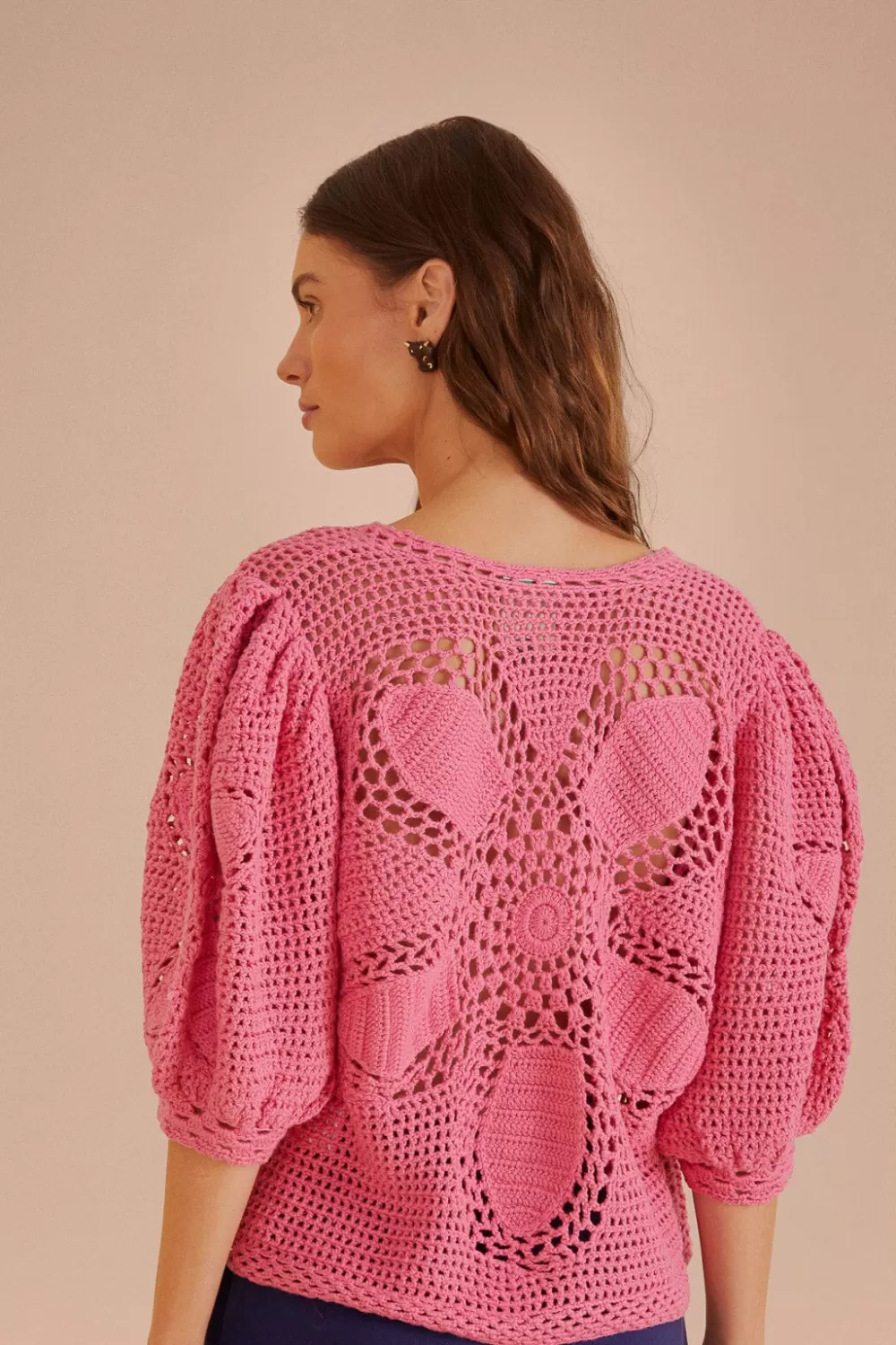 Blush Flower Draw Crochet Blouse | FARM Rio Sale