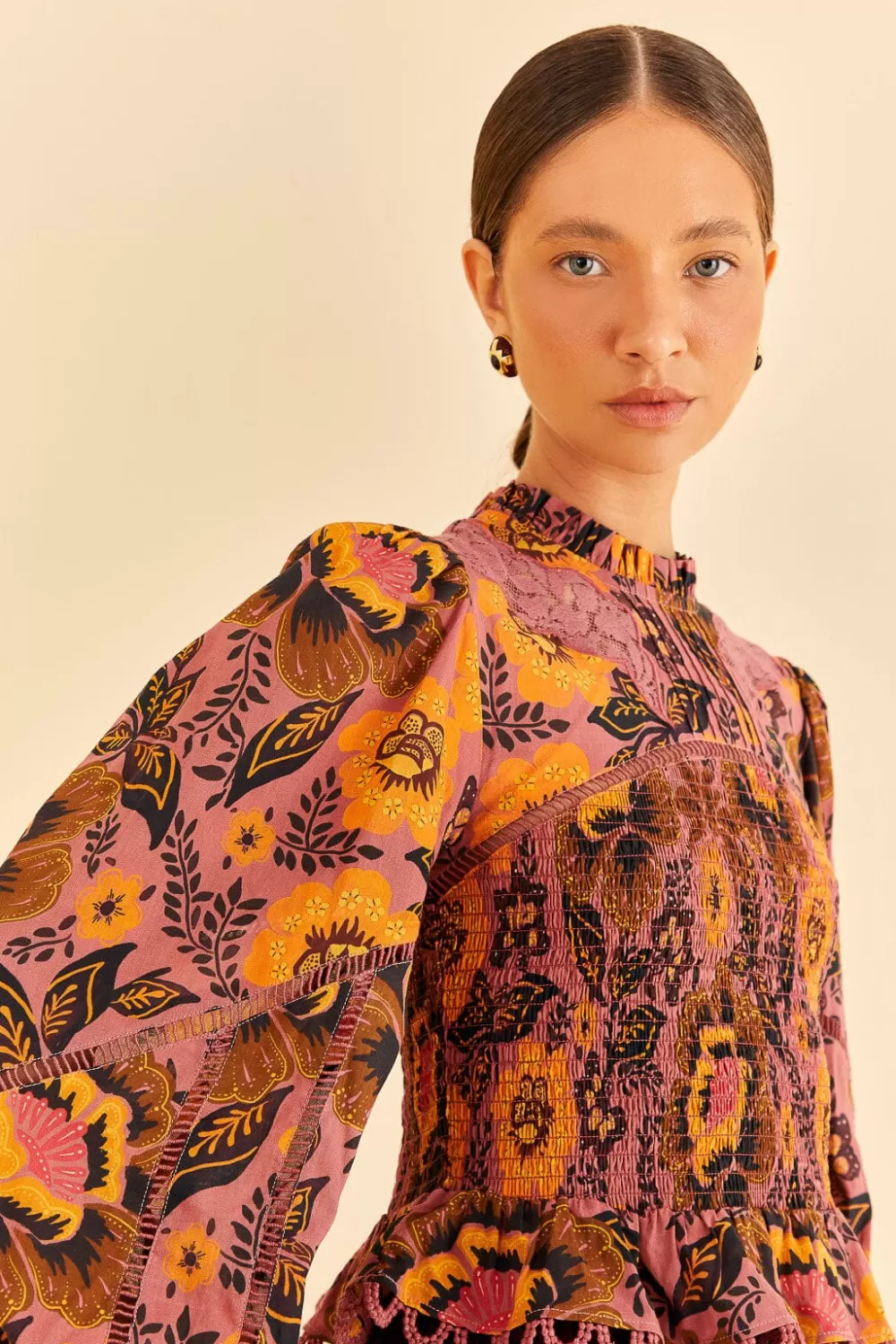 Blush Garden Bloom Smocked Blouse | FARM Rio Hot