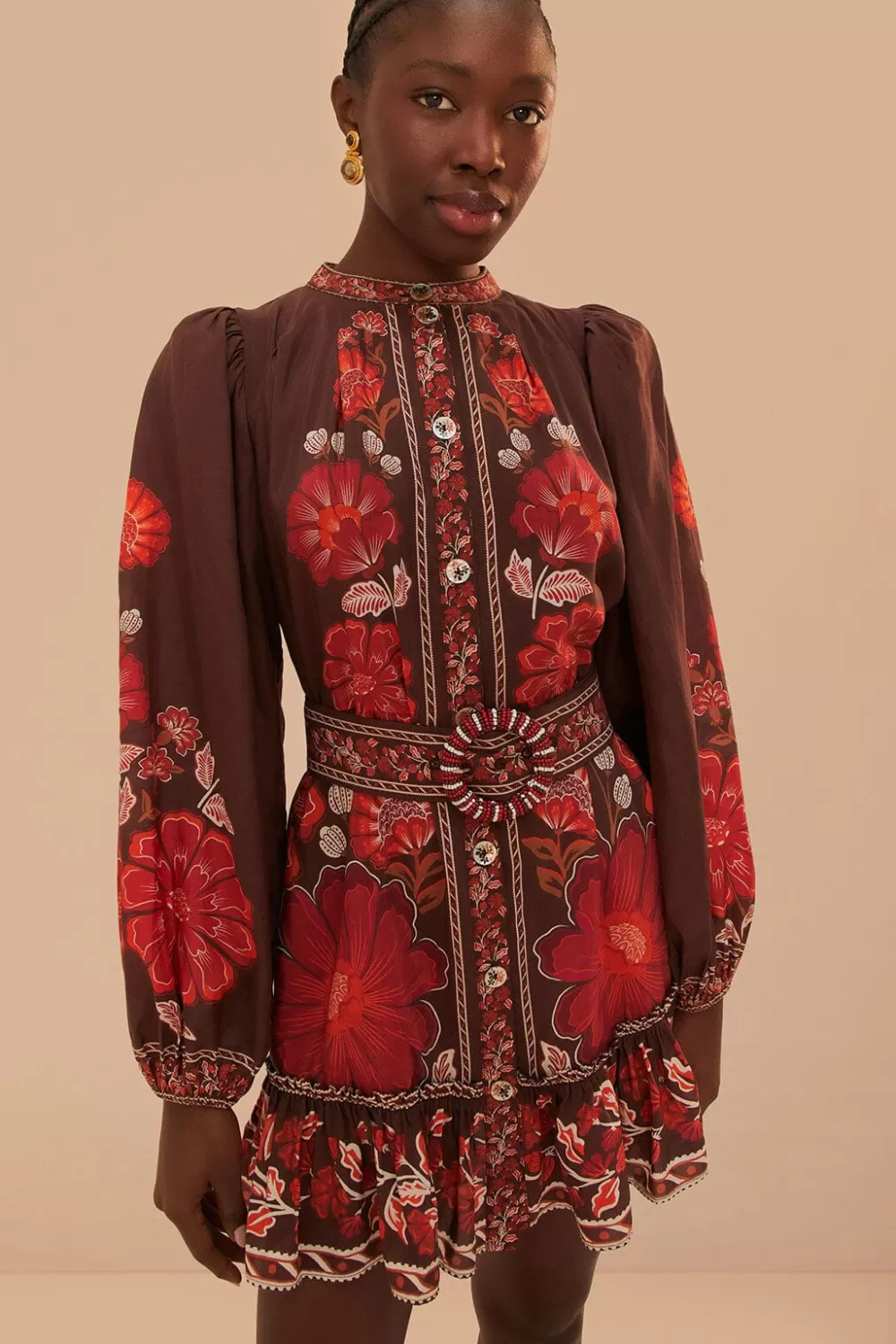 Brown Gigi Tapestry Mini Dress | FARM Rio Shop