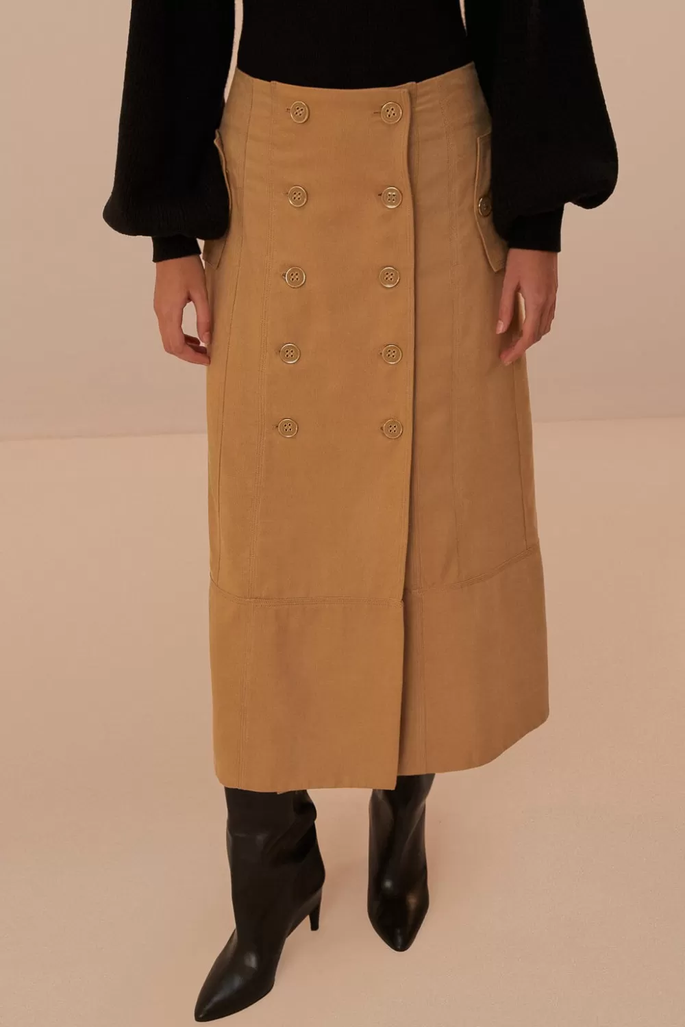 Brown Yoked Midi Skirt | FARM Rio Best