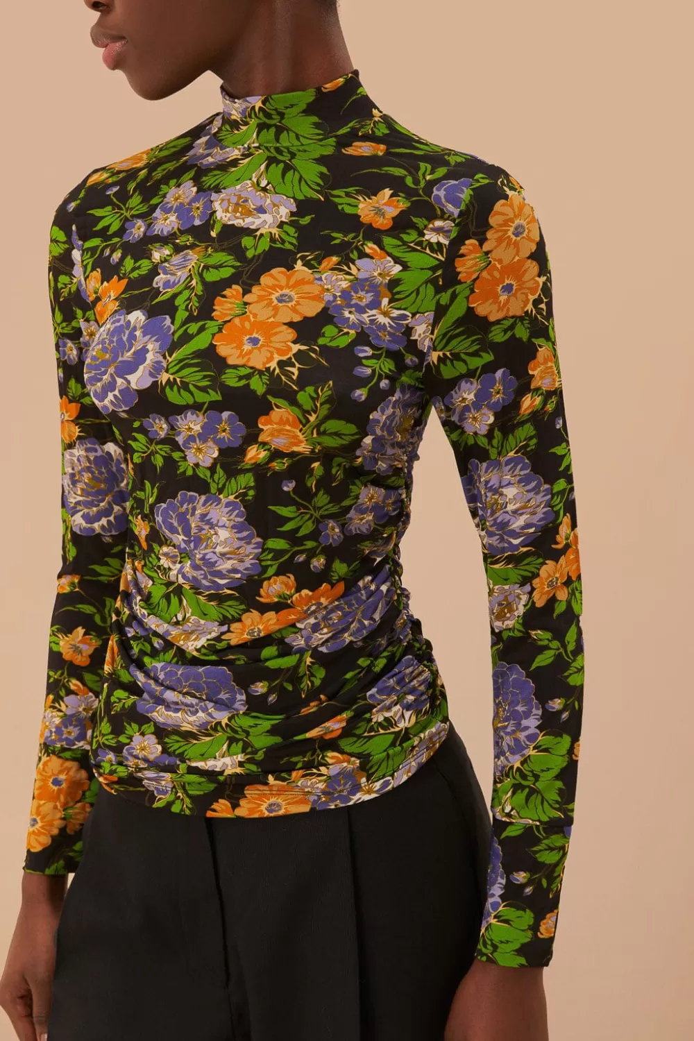Capri Floral Black Jersey Blouse | FARM Rio Fashion