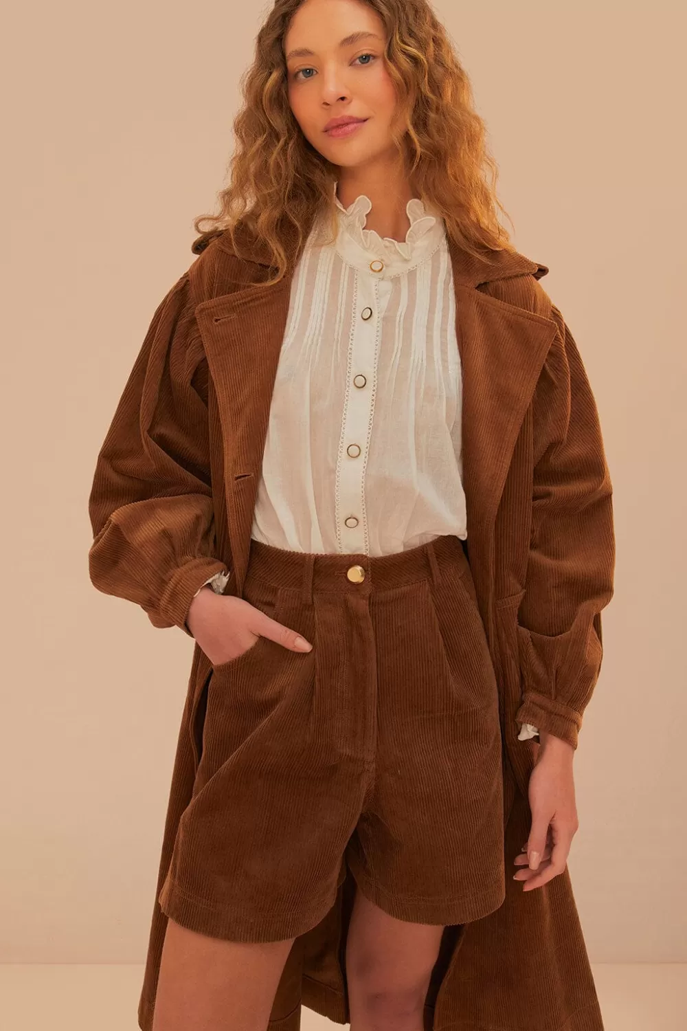 Caramel Corduroy Shorts | FARM Rio Best Sale