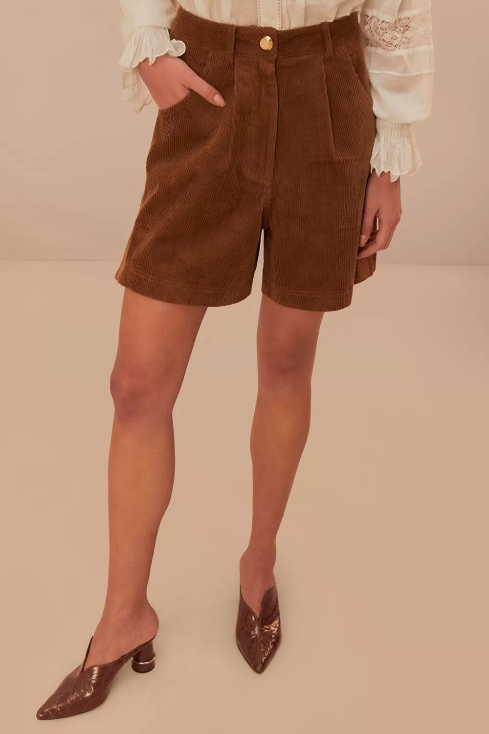 Caramel Corduroy Shorts | FARM Rio Best Sale