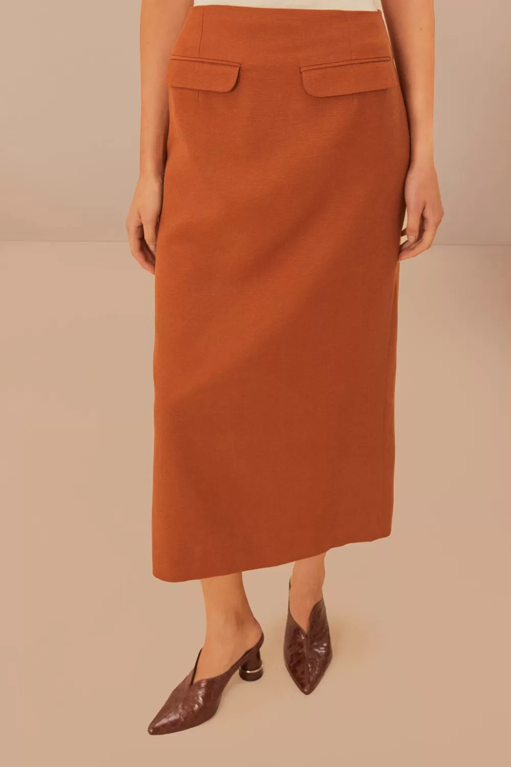 Caramel Midi Skirt | FARM Rio Hot