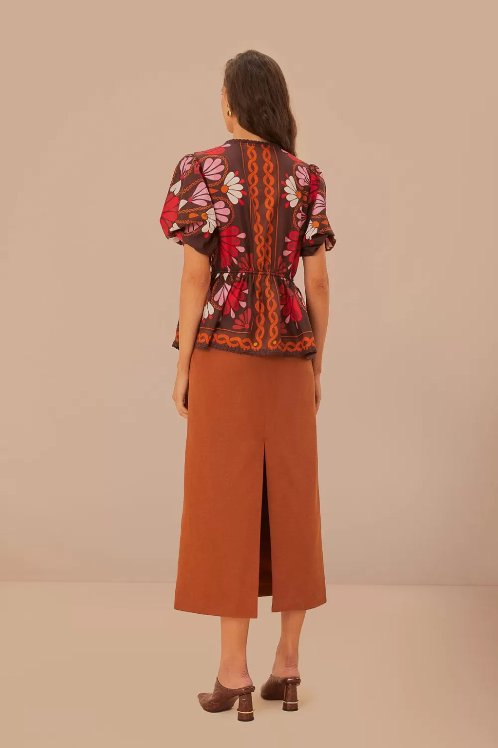 Caramel Midi Skirt | FARM Rio Hot