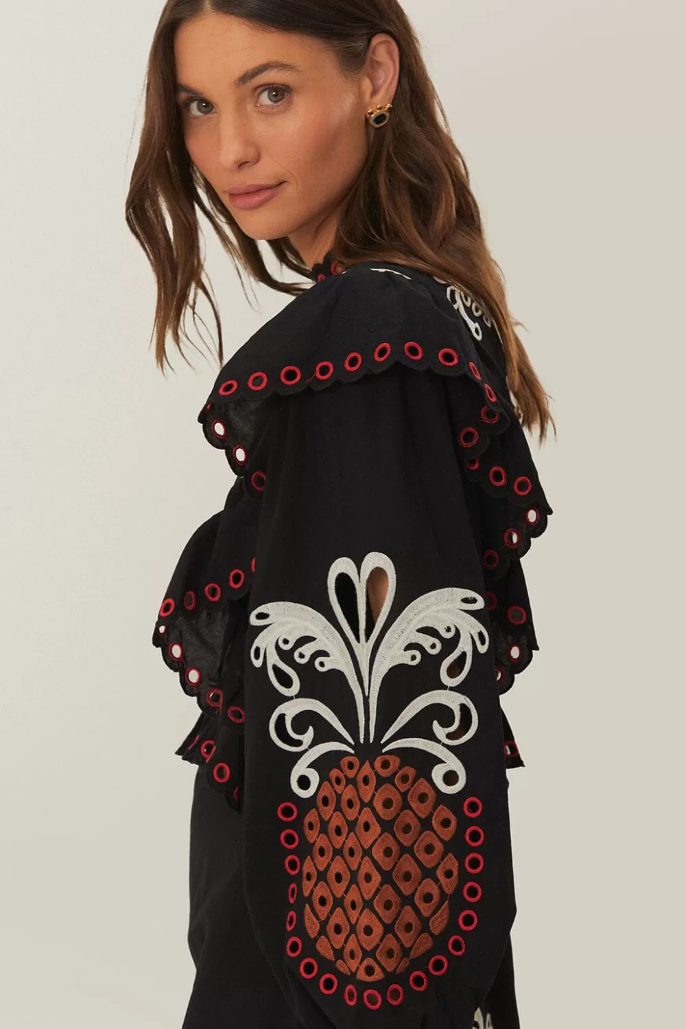Cashew Mandala Richilieu Long Sleeve Maxi Dress | FARM Rio New