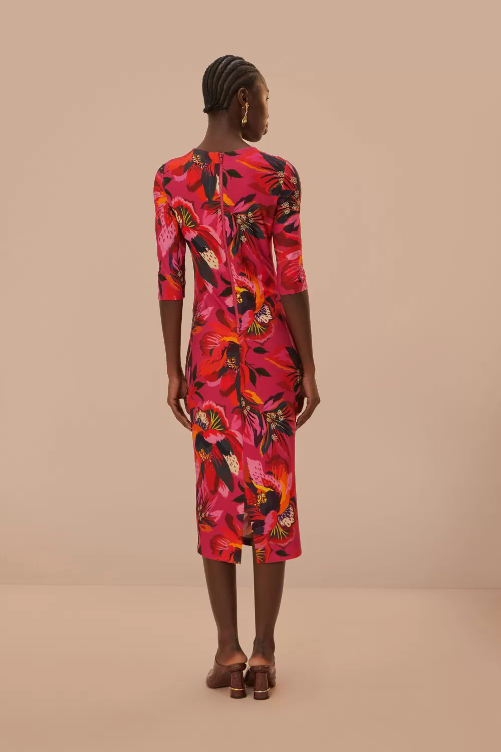 Colorful Flowers Jersey Midi Dress | FARM Rio Outlet