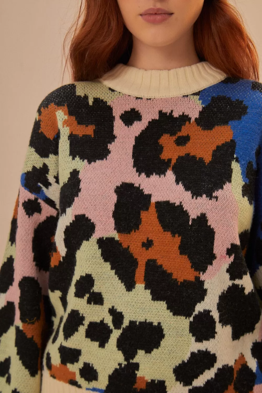 Colorful Leopard Knit Sweater | FARM Rio Discount