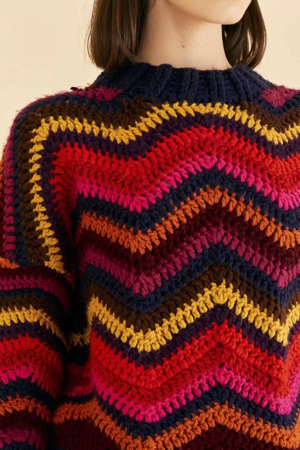 Colorful Waves Crochet High Neck Sweater | FARM Rio Outlet