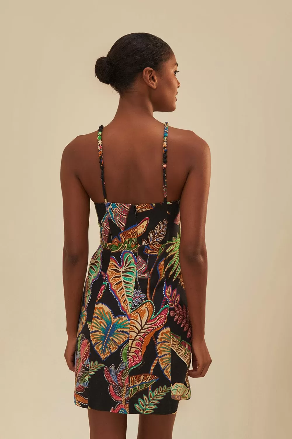 Cool Foliage Black Mini Dress | FARM Rio Online