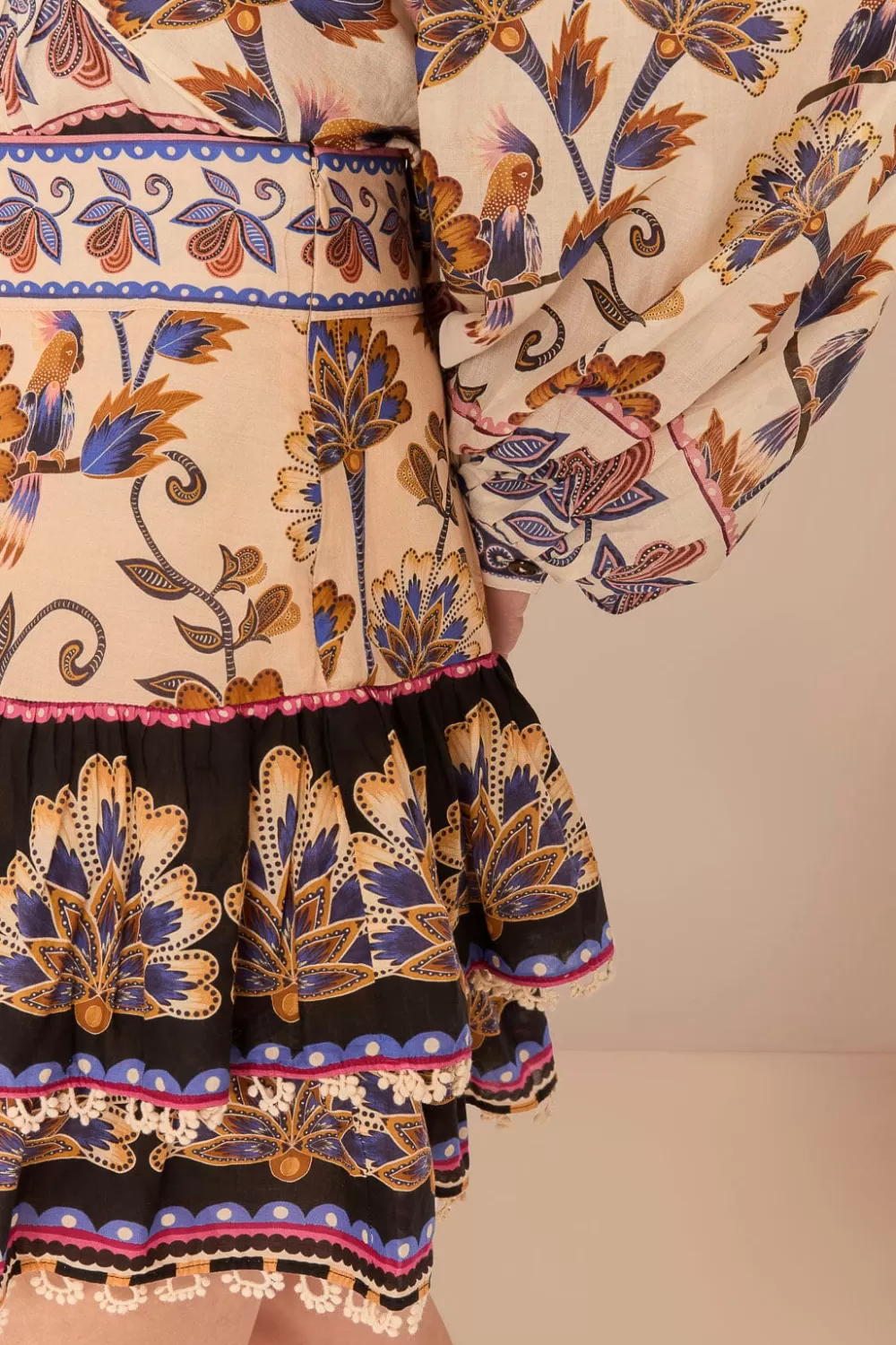 Cream Ainika Maxi Floral Mini Skirt | FARM Rio Store