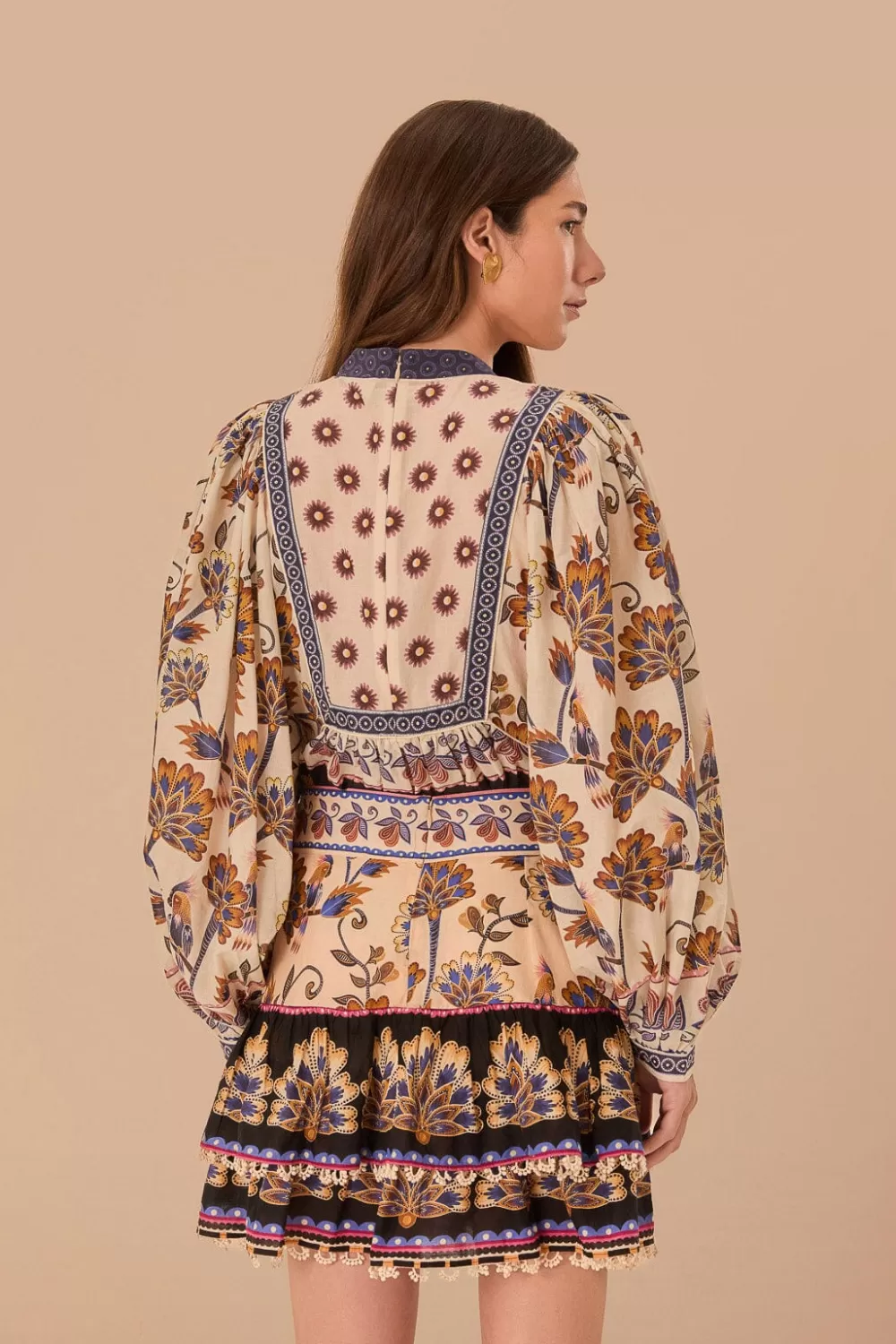 Cream Ainika Maxi Floral Mini Skirt | FARM Rio Store