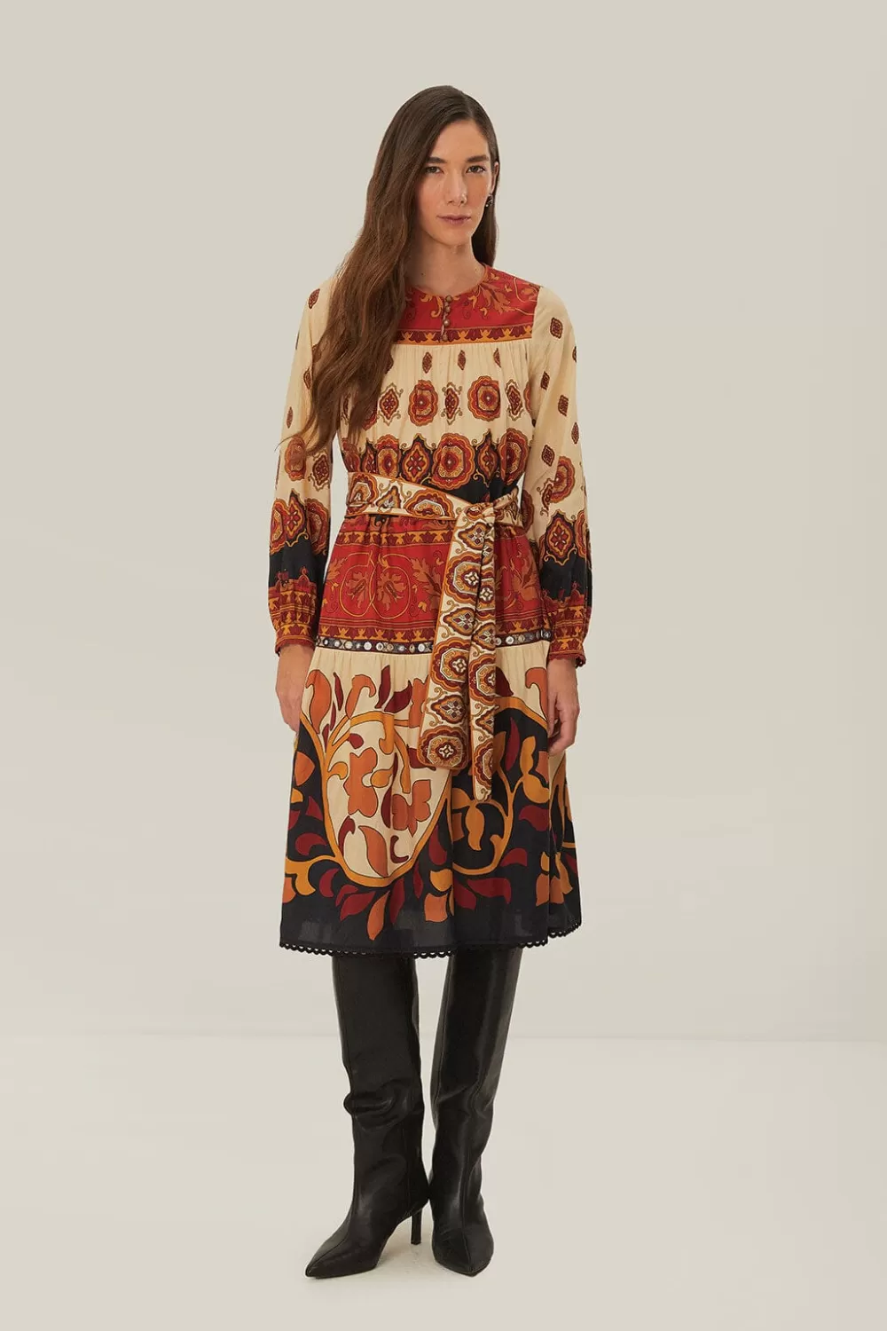 Cream Ainika Tiles Midi Dress | FARM Rio Cheap
