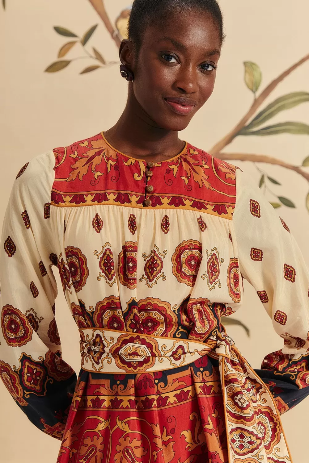 Cream Ainika Tiles Midi Dress | FARM Rio Cheap