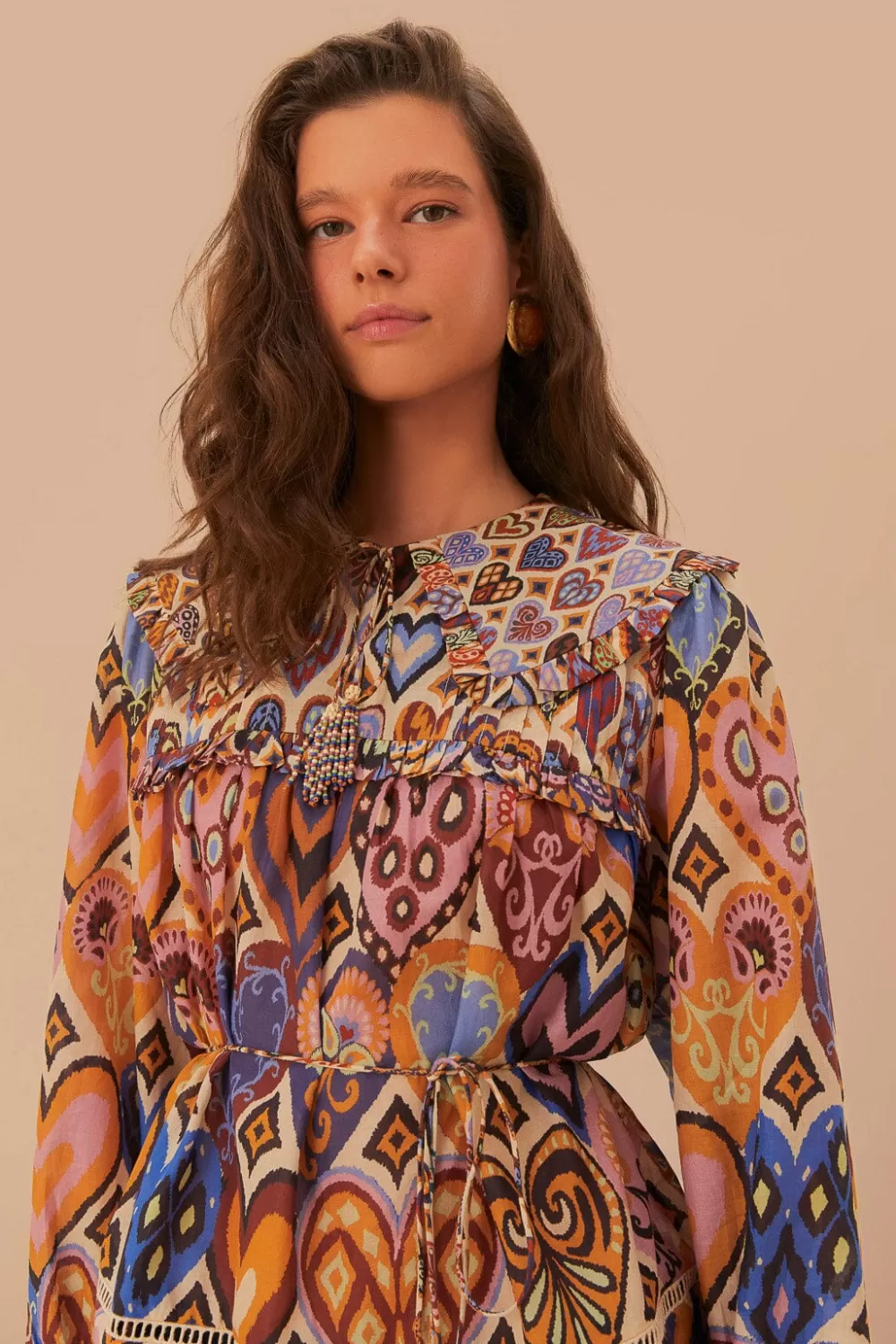 Cream Hearts Ikat Blouse | FARM Rio Best