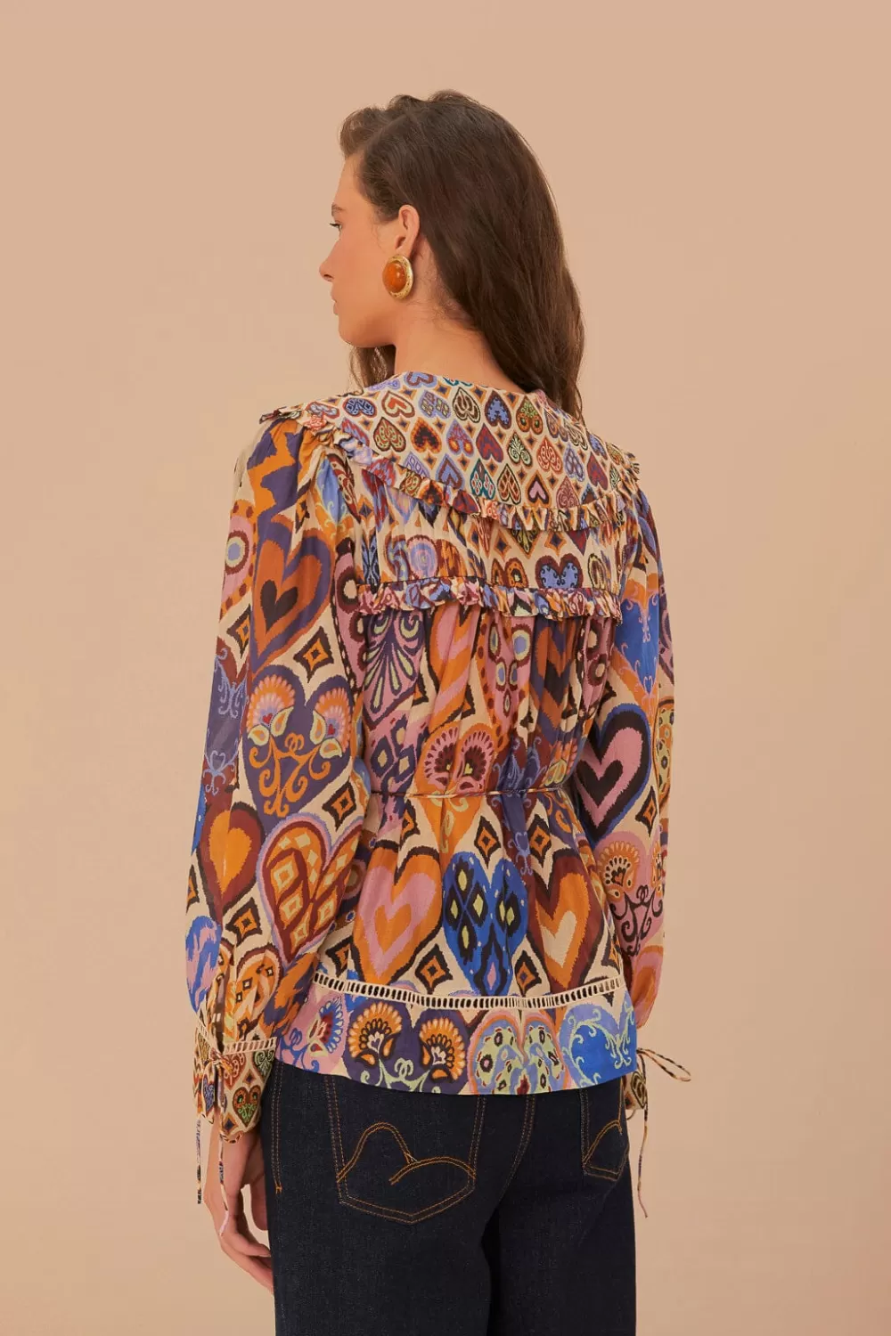 Cream Hearts Ikat Blouse | FARM Rio Best