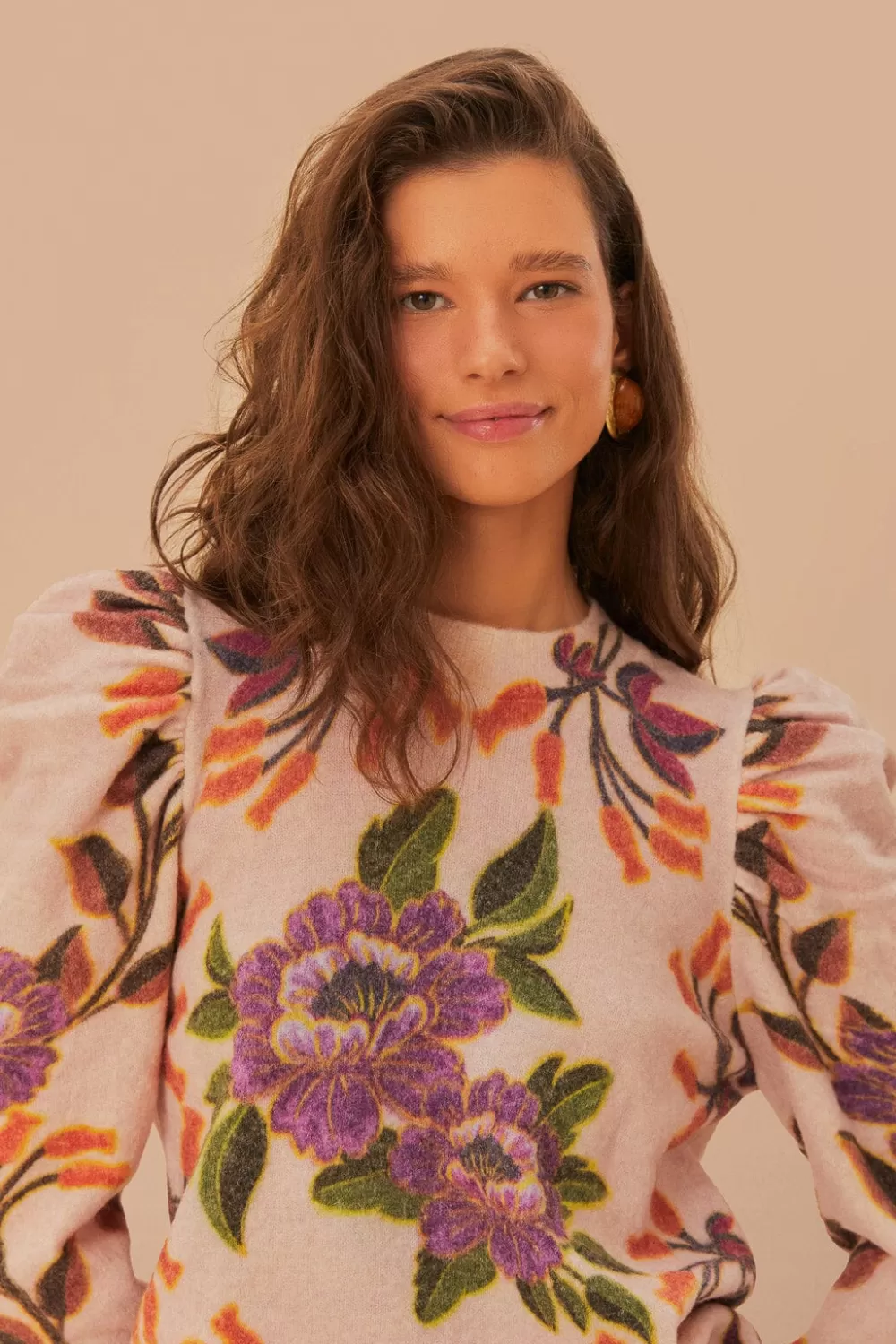 Cream Winter Garden Knit Sweater | FARM Rio Clearance
