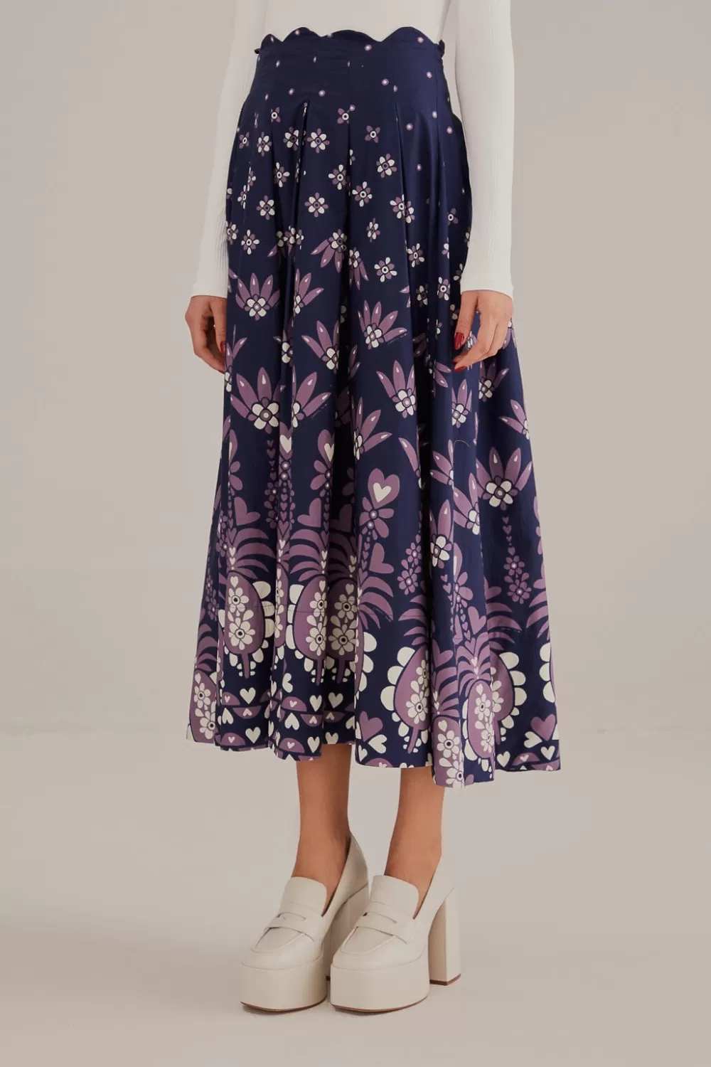 Dark Blue Ainika Martina Midi Skirt | FARM Rio Best