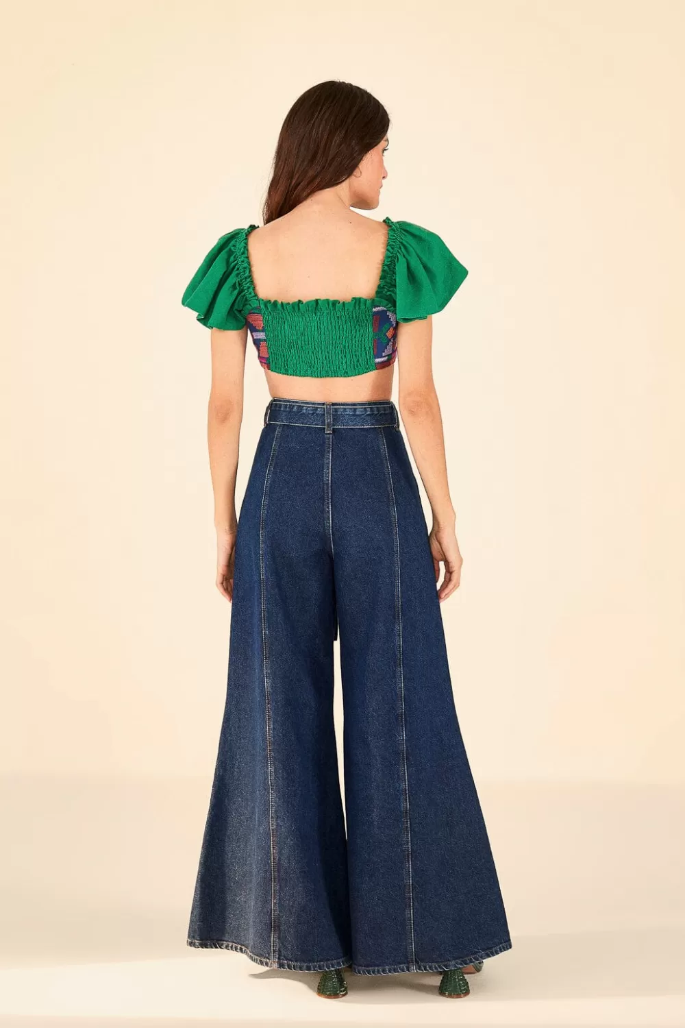 Dark Wash Wide Leg Denim Pants | FARM Rio Shop