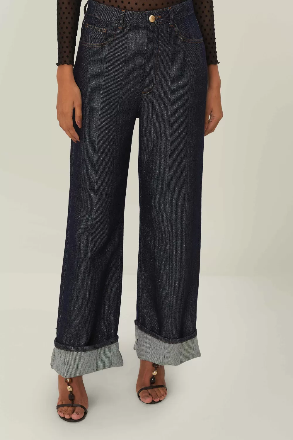 Denim Shine Wide Pants High Waist | FARM Rio Fashion