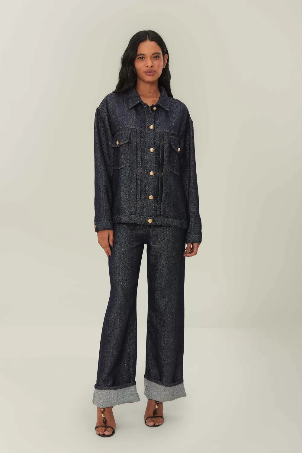 Denim Shine Wide Pants High Waist | FARM Rio Fashion