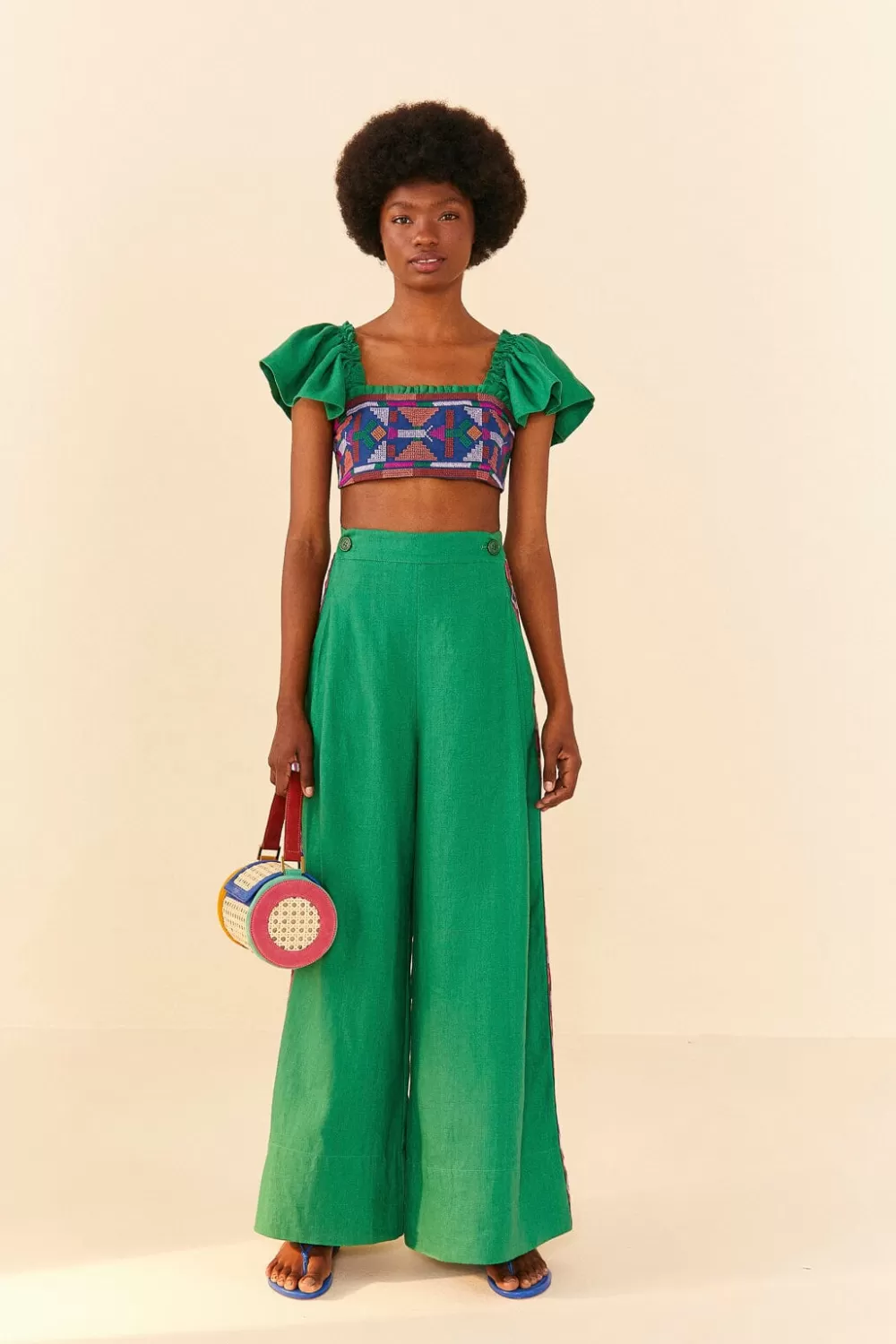 Embroided Green Pants | FARM Rio Shop