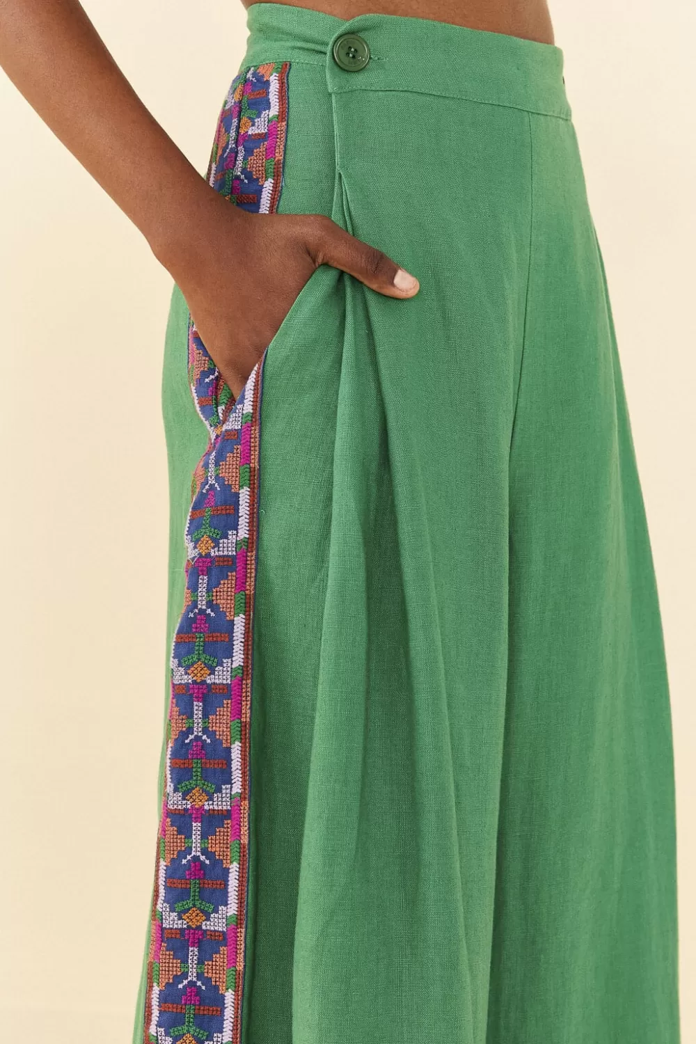 Embroided Green Pants | FARM Rio Shop