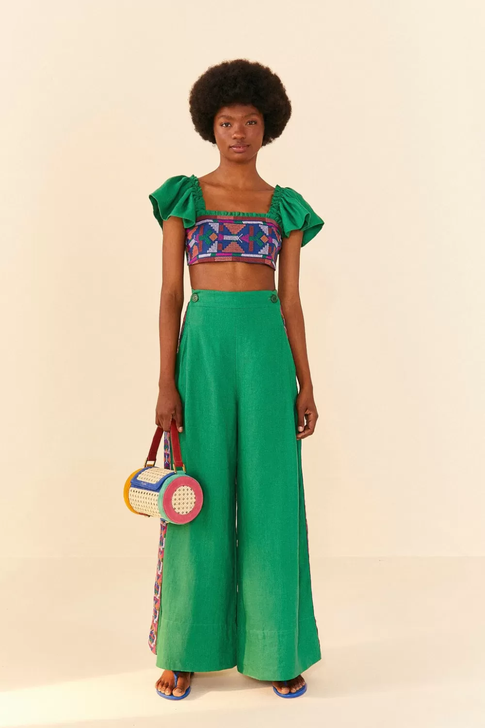Embroided Green Top | FARM Rio Store