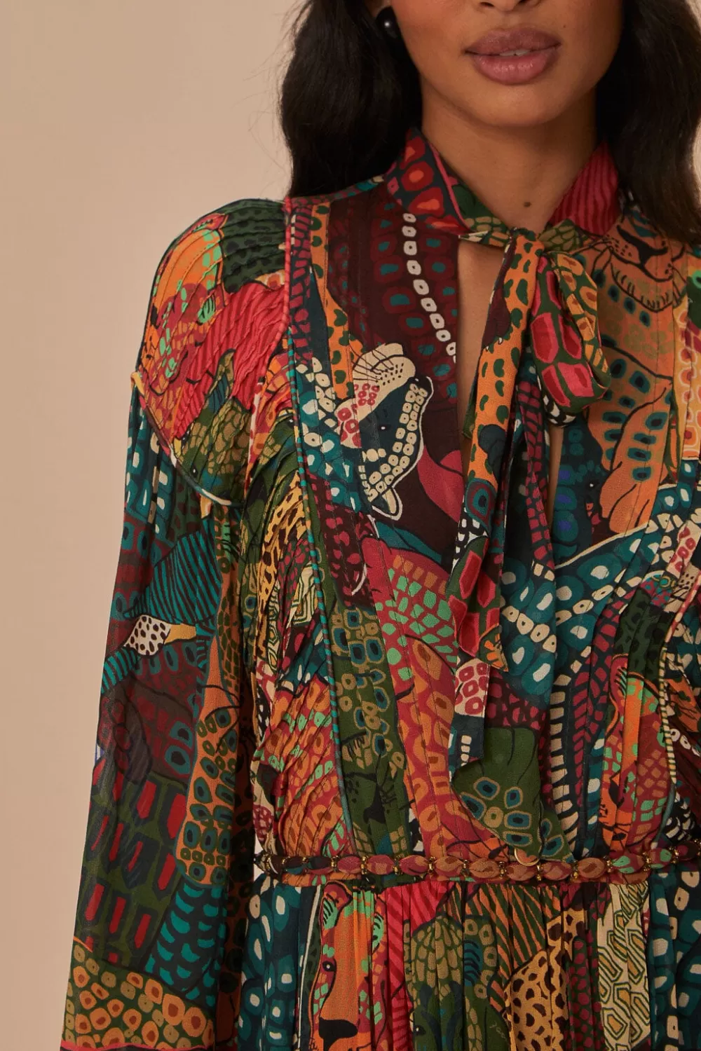 Fauna Mix Multicolor V Neckline Maxi Dress | FARM Rio Shop