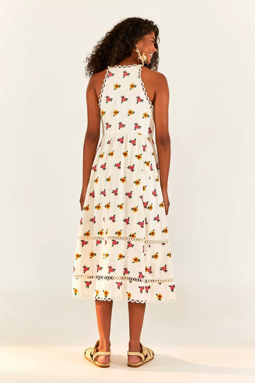 Flowers Midi Dress | Mixed Cross Stitch Print | FARM Rio Store