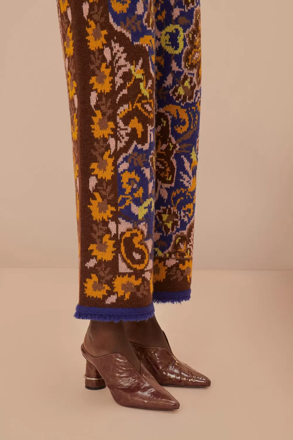 Glam Tapestry Blue Knit Pants | FARM Rio Hot