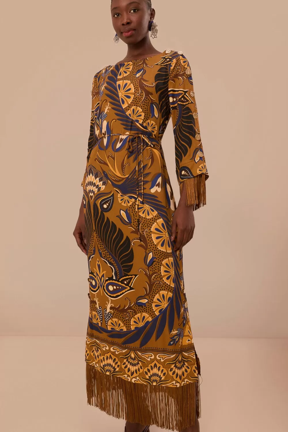 Gold Heart Forest LENZING™ ECOVERO™ Viscose Maxi Dress | FARM Rio Outlet