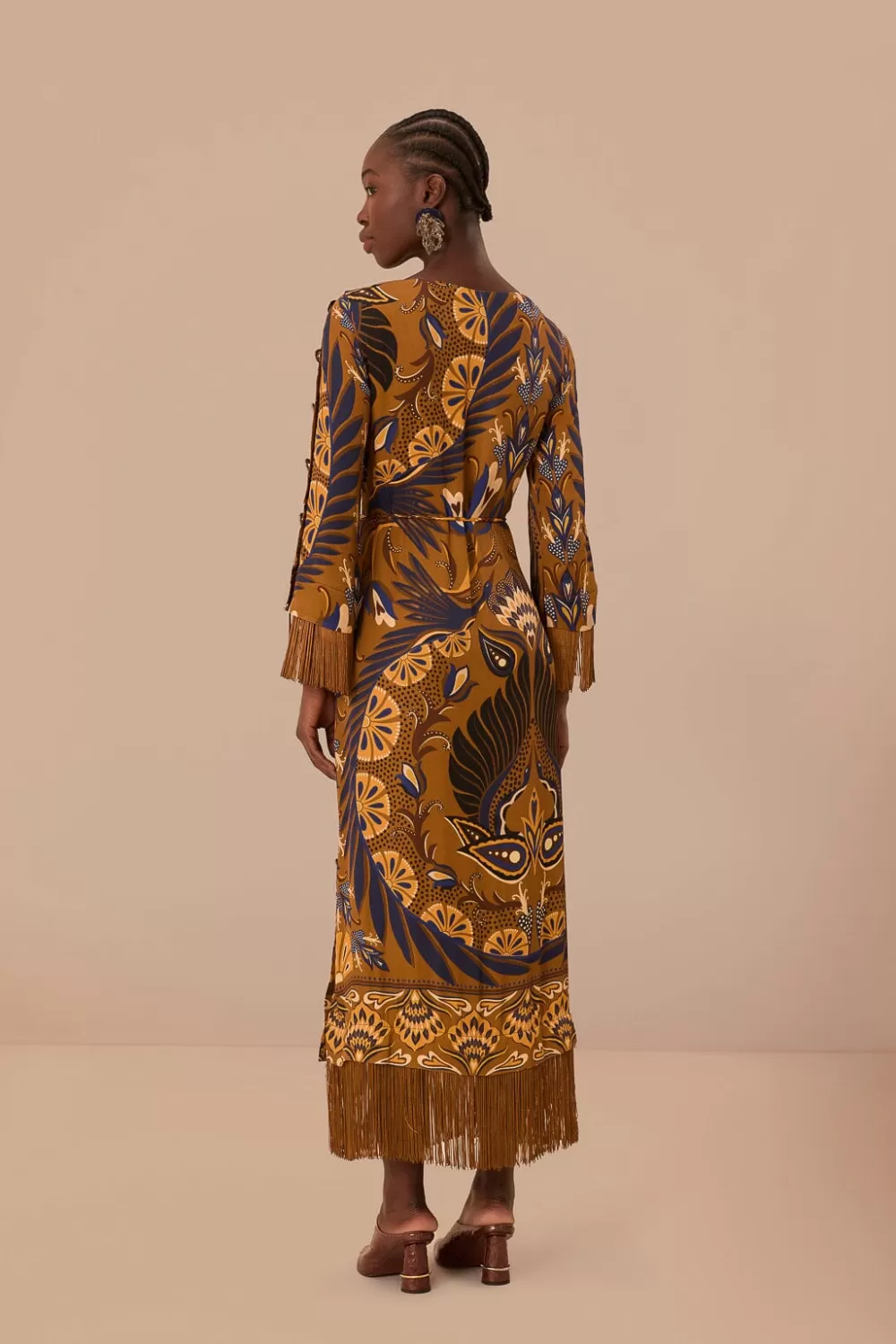 Gold Heart Forest LENZING™ ECOVERO™ Viscose Maxi Dress | FARM Rio Outlet