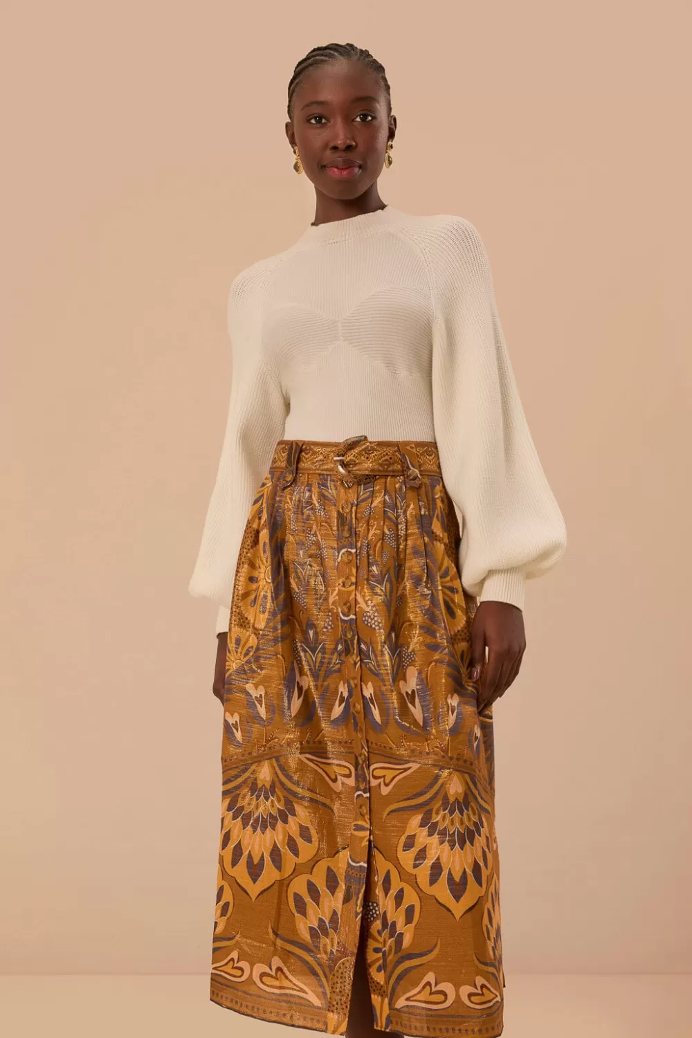 Gold Heart Forest Midi Skirt | FARM Rio Sale