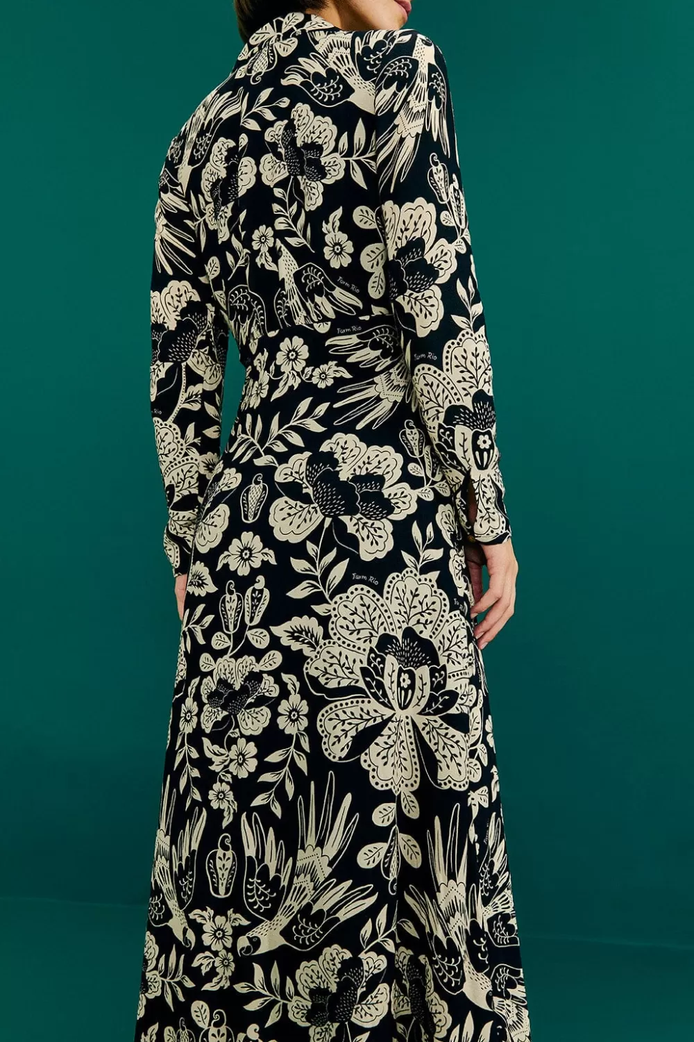 Graphic Floral Black Maxi Dress | FARM Rio Hot