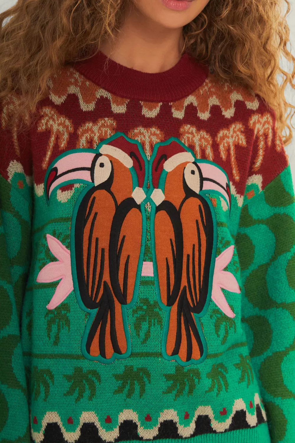 Green Christmas Toucans Knit Sweater | FARM Rio Shop
