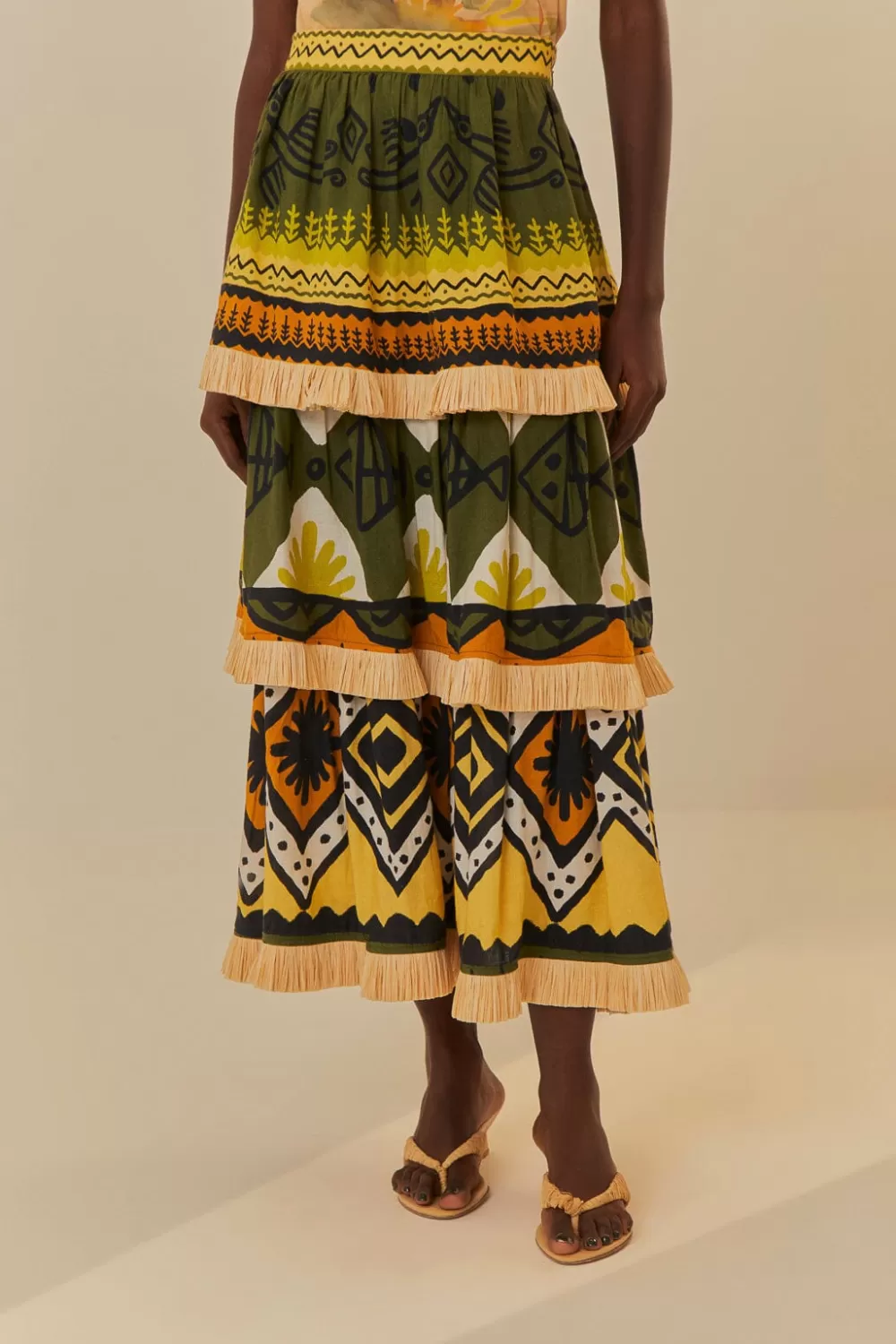 Green Creation Midi Skirt | FARM Rio Online
